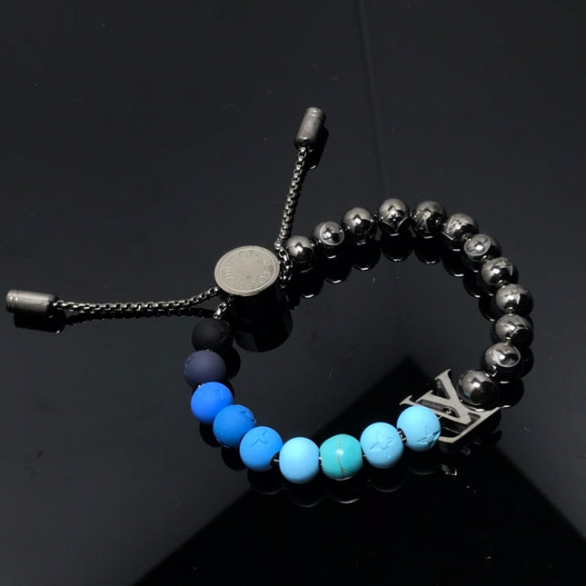 LV CHARM MONOGRAM BLACK AND BLUE BRACELET