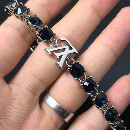 LV MONOGRAM BLACK STONE SILVER BRACELET