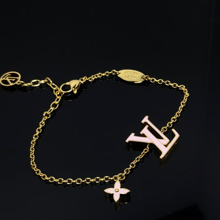 LV MONOGRAM PINK AND BLACK GOLD BRACELET