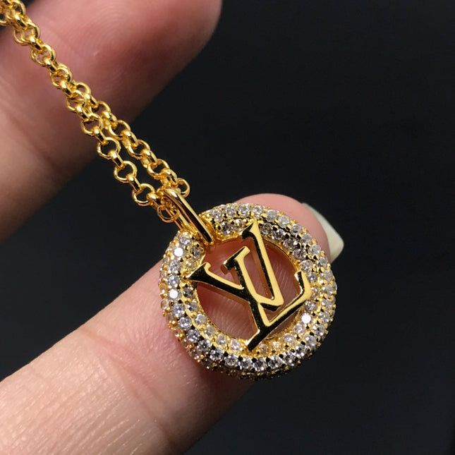 LV BY NIGHT DIAMOND PAVED GOLD NECKLACE