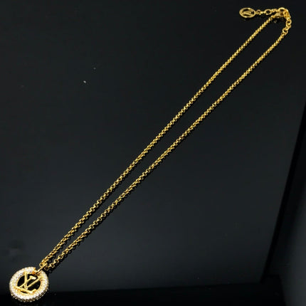 LV BY NIGHT DIAMOND PAVED GOLD NECKLACE