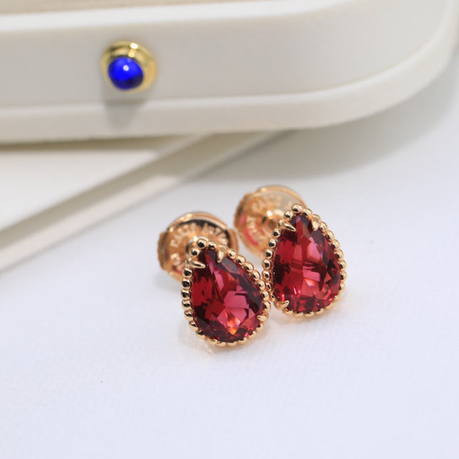 BOHEME CARNELIAN PINK GOLD STUD EARRINGS