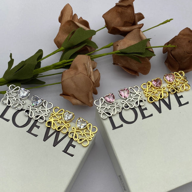 ANAGRAM HEART DIAMOND STUD EARRINGS