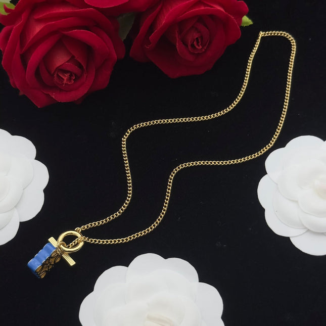 ANAGRAM BLUE GOLD NECKLACE