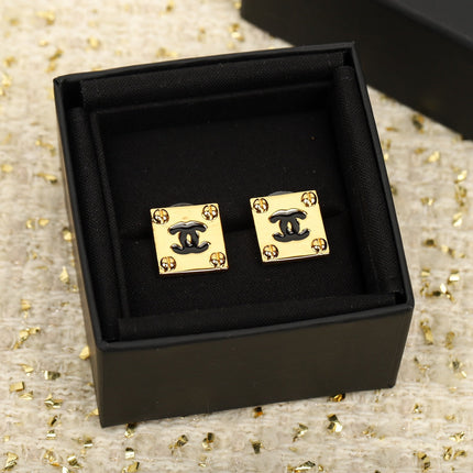 SQUARE CC GOLD EARRINGS