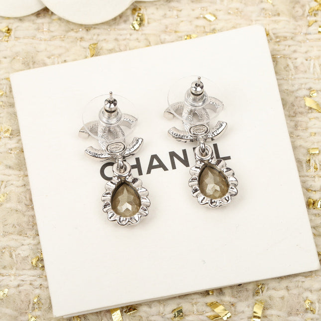 DOUBLE C DIAMONDS TEARDROP EARRINGS