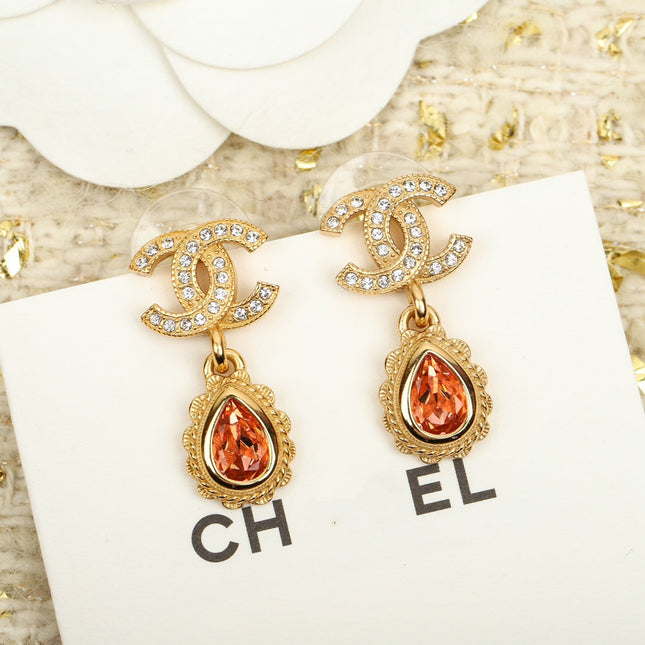 DOUBLE C DIAMONDS TEARDROP EARRINGS