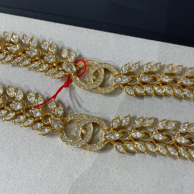 DOUBLE C LARGE FRAGRANT WHEAT EAR GOLD DIAMOND NECKLACE