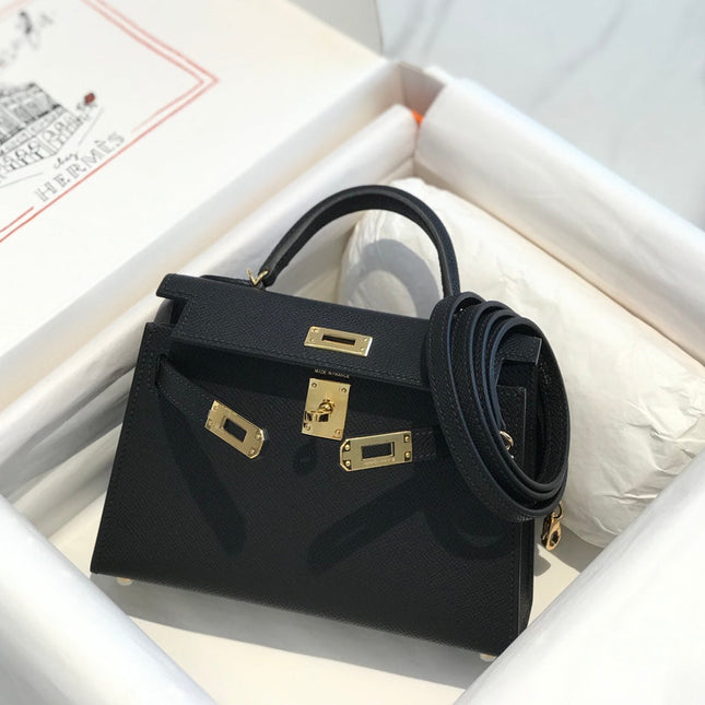 HM KELLY MINI 20 BLACK EPSOM GOLD HARDWARE