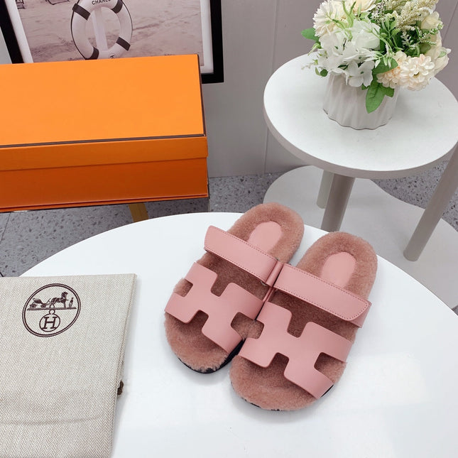 Chypre Sandal Pink shearling insole Pink goatskin lining