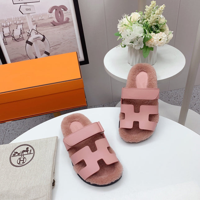 Chypre Sandal Pink shearling insole Pink goatskin lining