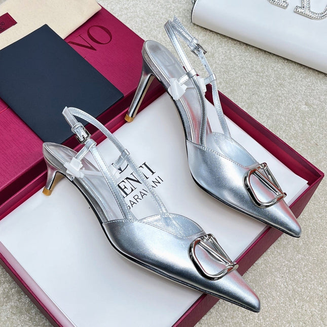 Vlogo Signature Slingback Silver Calfskin