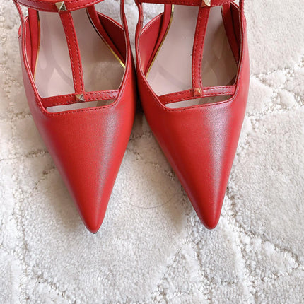 2 Rockstud Slingback 90mm Matte Red