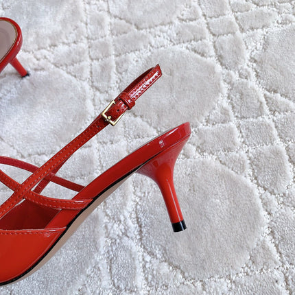 2 Rockstud Slingback 65mm Shiny Red