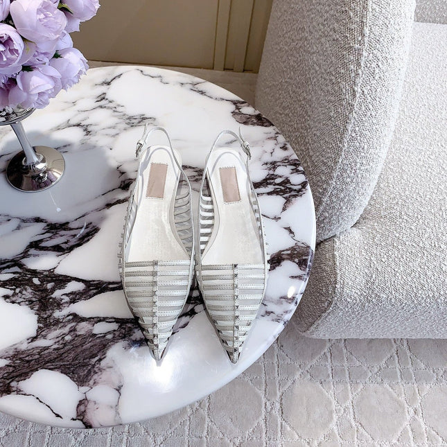 Mesh Slingback Ballerina White