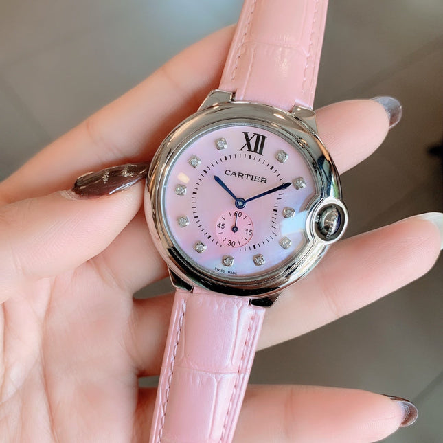 BALLON BLEU DE CARTIER PINK DIAL LEATHER