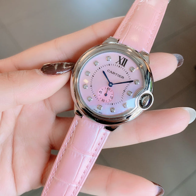 BALLON BLEU DE CARTIER PINK DIAL LEATHER