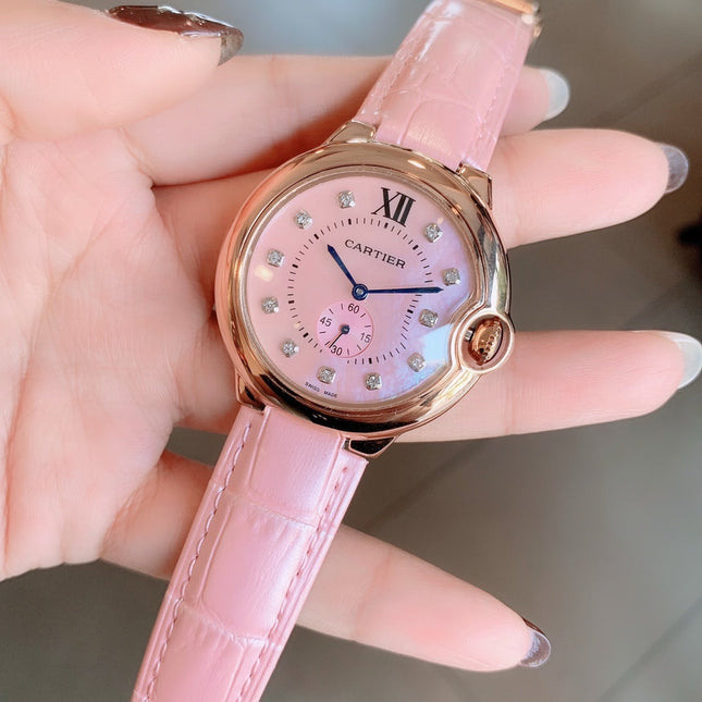 BALLON BLEU DE CARTIER PINK DIAL LEATHER